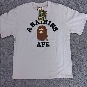 Bape Tan Short Sleeve Tee with Logo